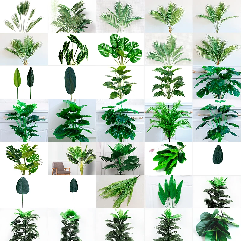 Large Artificial Palm Tree Banana Tropical Plants Fake Plastic Monstera Leaves Plants Branches For Home Garden Room Office Decor images - 6