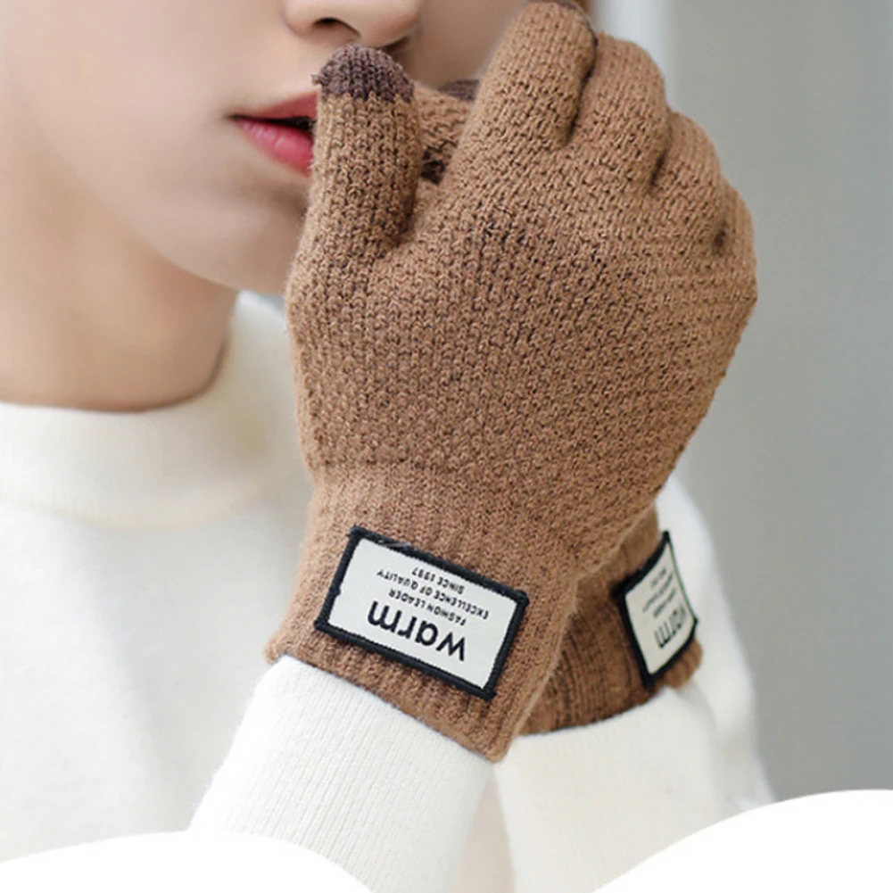 

Heated Gloves Knitting Full Finger Mittens Windproof Soft Wearable Winter Mittens Portable Constant Temperature Hand Warmer