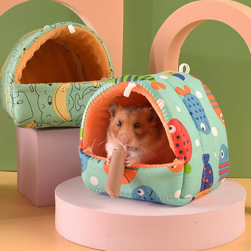 

Hamster Sleeping Bag Hammock Golden Wire Bear Rabbit Cotton Nest Hamster Cage Accessories Small Animal Cage Pads Stay Warm