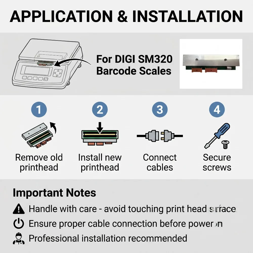 Фото Термоголовка для весов DIGI SM100, SM100PCS, SM300, SM5100, SM5300, SM110, SM80, SM90, двухпортовая печатающая головка, артикул: ZS44012490968800 №5