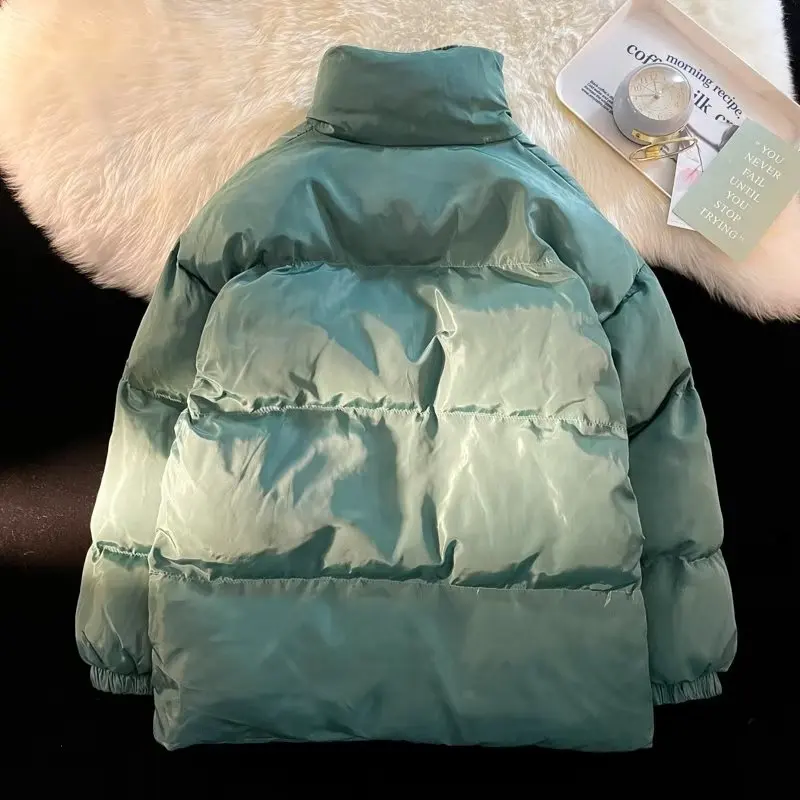 Oversize Parka Coat Winter Warm Patchwork Plaid Jacket Stand Collar Long Sleeve Thick Fashion Street Retro Jacket Women 2022