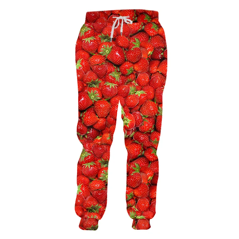 

Fashion men's strawberry and orange fruit collage pattern 3D printing Fashion men's jogging pants Autumn unisex casual pants