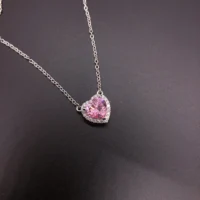 Test Positive 2 Carat Heart Shape Clear & Pink Diamond Wedding Pendant Necklace Solid 14K White Gold Pendant for Her