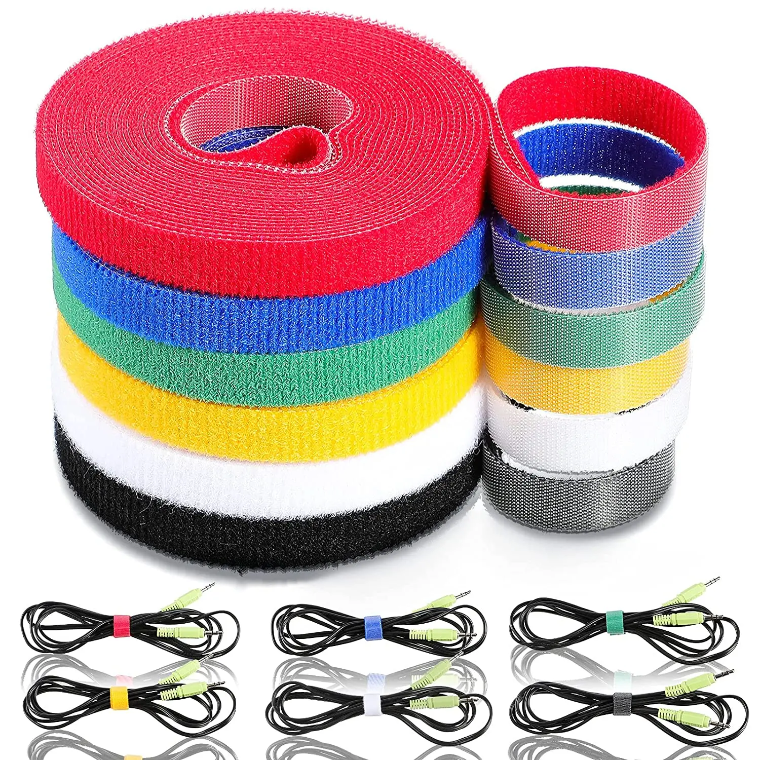 

5M/Roll 15/20mm Reusable Fastening Tape Cable Ties Straps Hook and Loop Tape Strips DIY Cable Management Wire Organizer