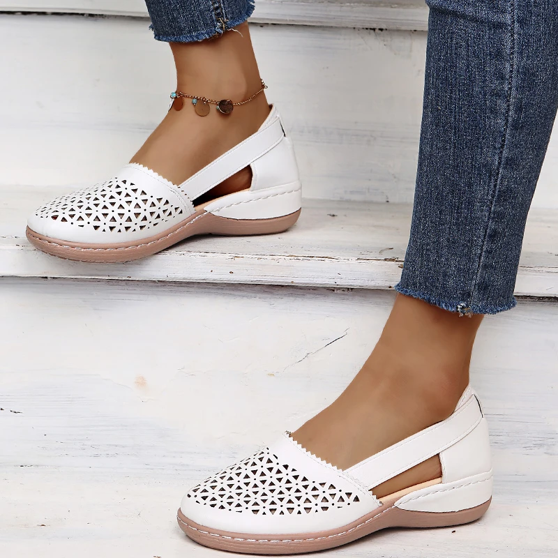 

2022 Summer Flat Round Toe Women's Sandals Retro Button Sandals Comfy Retro Mary Jane Comfortable Shoes for Women
