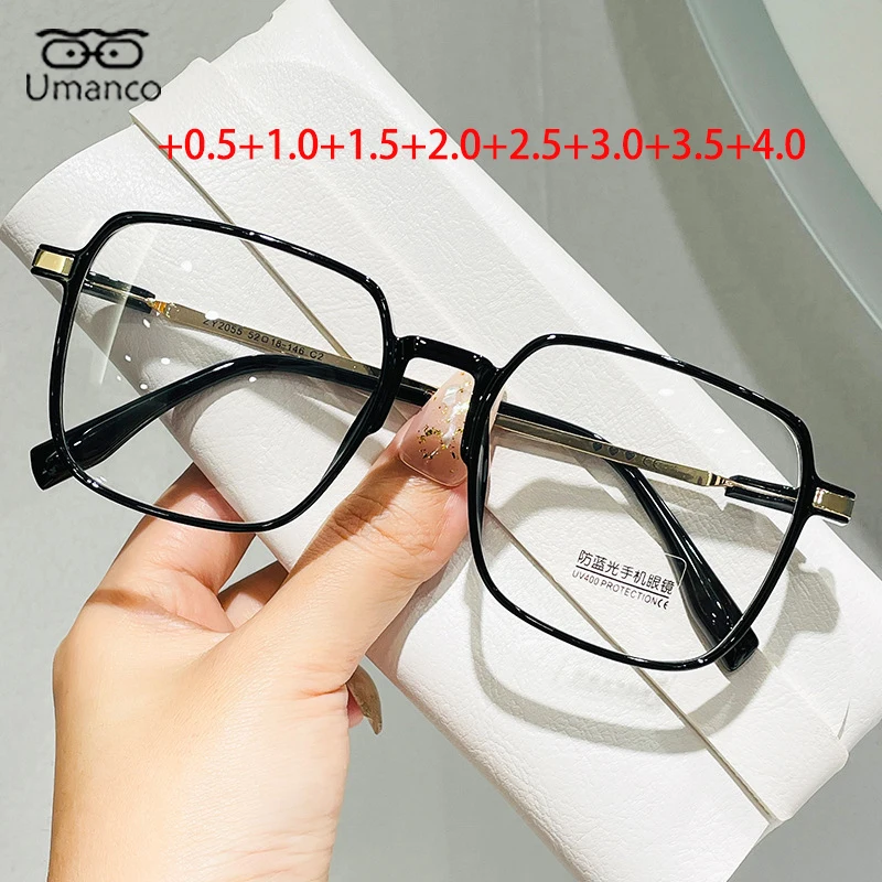 Umanco Квадратные очки для чтения +0.5 +1.0 +1.5 +2.0 +2.5 серебристого цвета