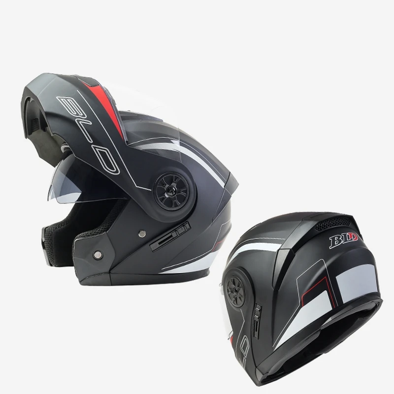 Шлем мотоциклетный Профессиональный откидной из АБС-пластика с двойными линзами