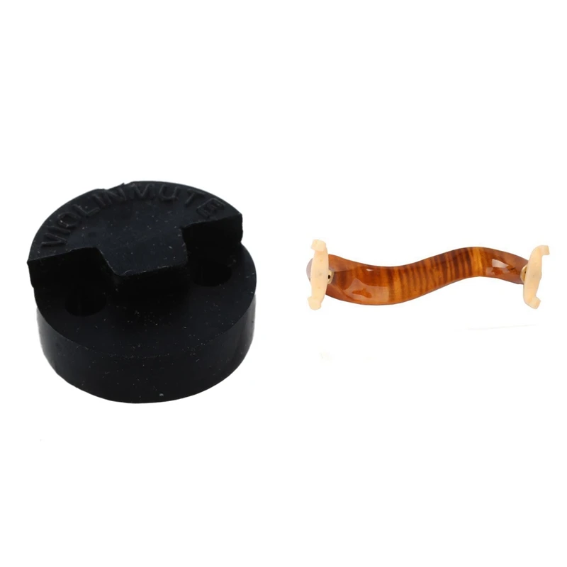 

New 1 Pcs Violin Mute Replacement Double Hole Tourte & 1 Pcs Maple Wood Violin Shoulder Rest 3/4 4/4 Size