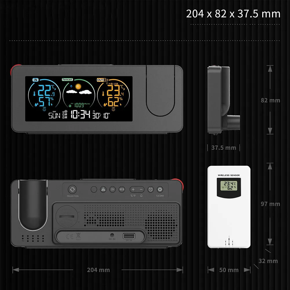 Многосенсорная метеостанция с экраном VA температура в помещении и на открытом