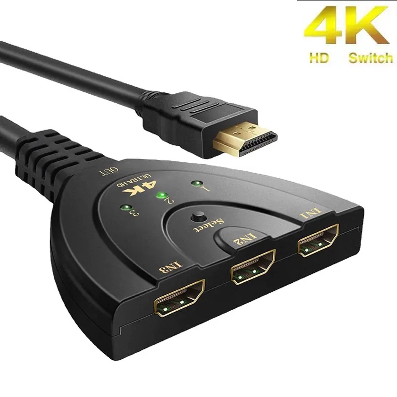 3 входа, 1 выход, HDMI-совместимый переключатель, 4K, 2K, 3D Мини 3-портовый видеопереключатель, концентратор 1080P для DVD, HDTV, Xbox, PS3, PS4