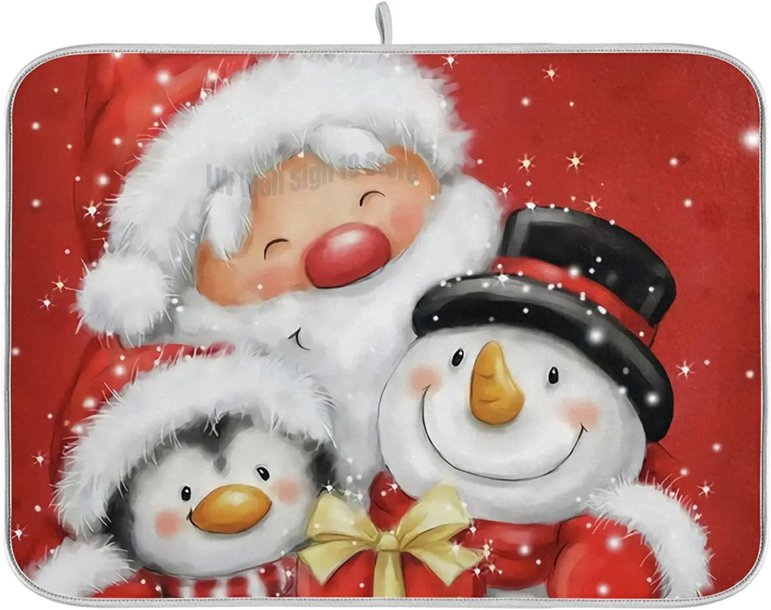 

Santa Claus Snowman Dish Drying Mat 18x24 inch Large Dishes Drying Pad Dish Drainer Mat Protector for Kitchen Counter