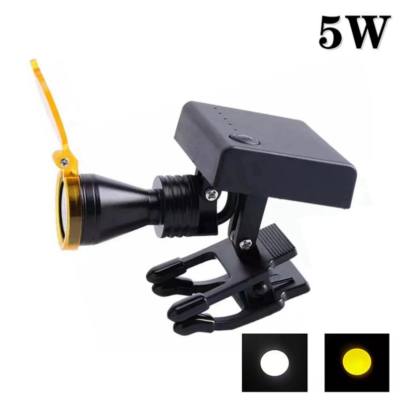 

5W Wireless Dental Loupe Headlight Brightness Adjustable Surgical LED Headlamp with Yellow Optical Filter for Dentist Magnifier