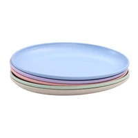 kitchen tableware wheat straw dining room oval reusable plastic dinner plate household dinnerware creative nordic color dishes