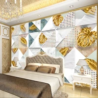 beibehang custom 3d wallpaper mural modern light luxury geometric gold leaf bedroom living room background wall papel de parede
