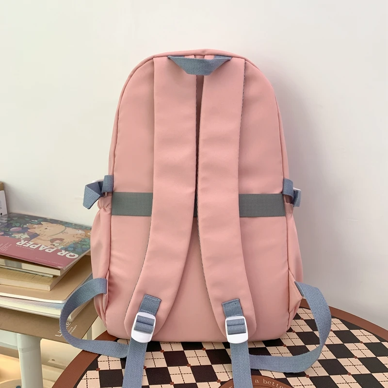 Newest Large Capacity Girls School Book Shoulders Backpack Women Bags Letters Female Bagpack Travel Laptop Bolsa Mochila Pink