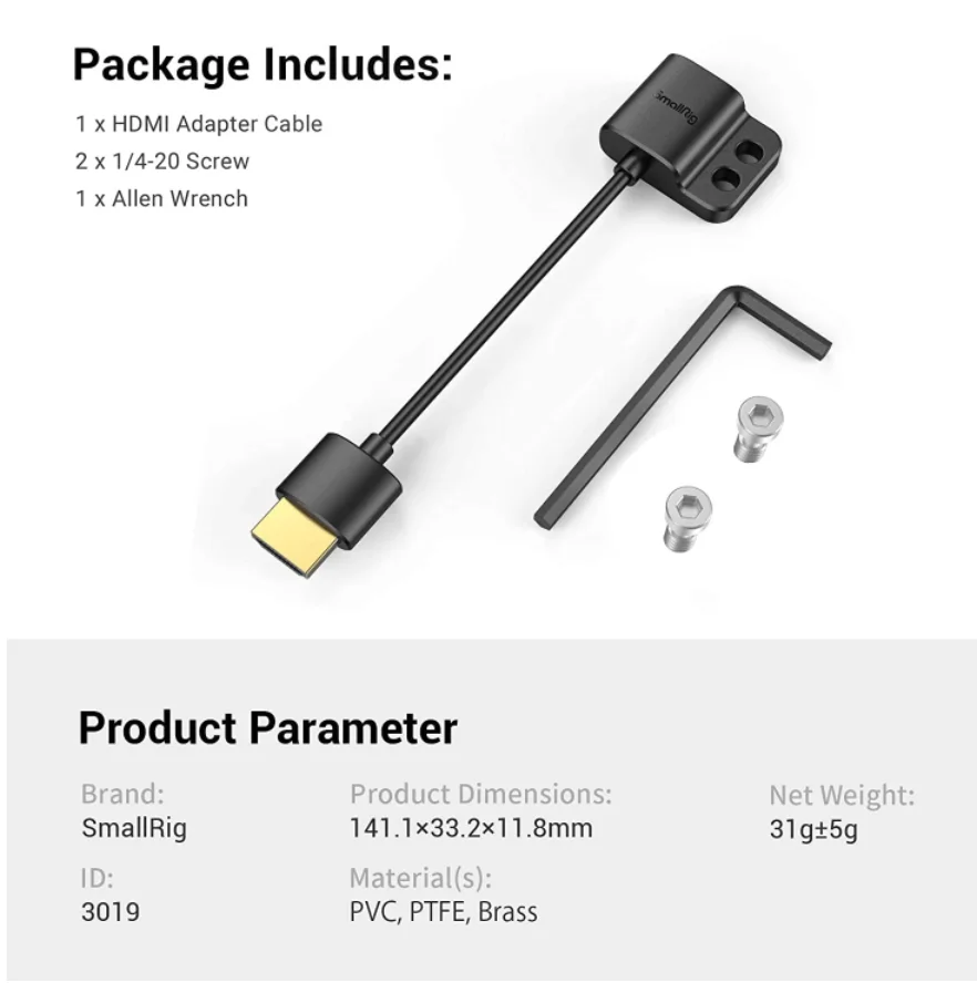 Ультратонкий переходник SmallRig с высокой скоростью 4k от A до A/C к /D для BMPCC 4K 6K Sony A7SIII