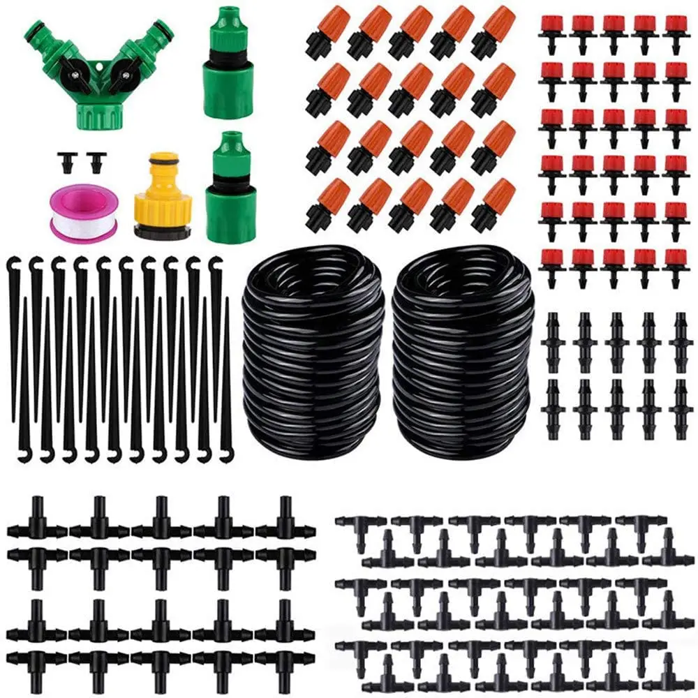149PCS Micro Drip Irrigation Kit 30m DIY Dripper Automatic Garden Watering System with Adjustable Nozzle Sprinkler Sprayer