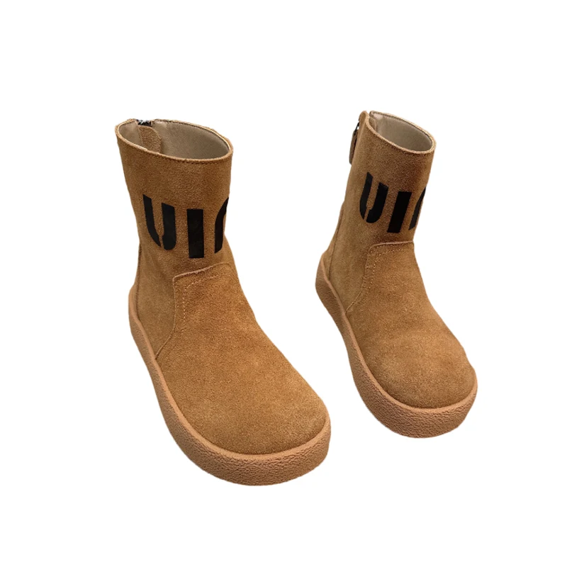 Замшевые женские ботильоны на плоской подошве и платформе зимняя повседневная