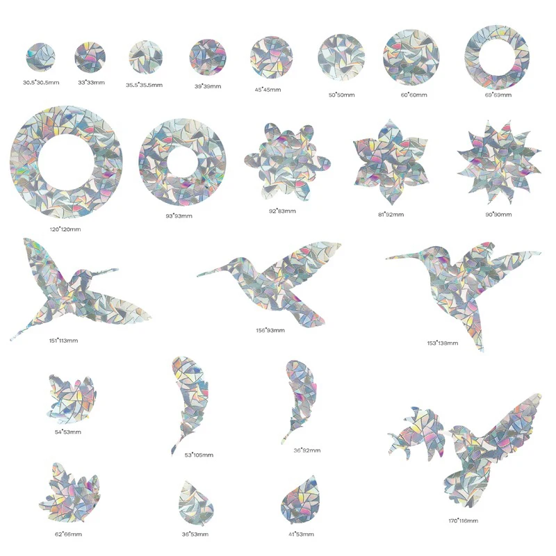 

Electrostatic Glass Stickers Hummingbird Feather Leaves Rainbow Prism PVC Glue-free Window Film Removable Glass Window Grilles