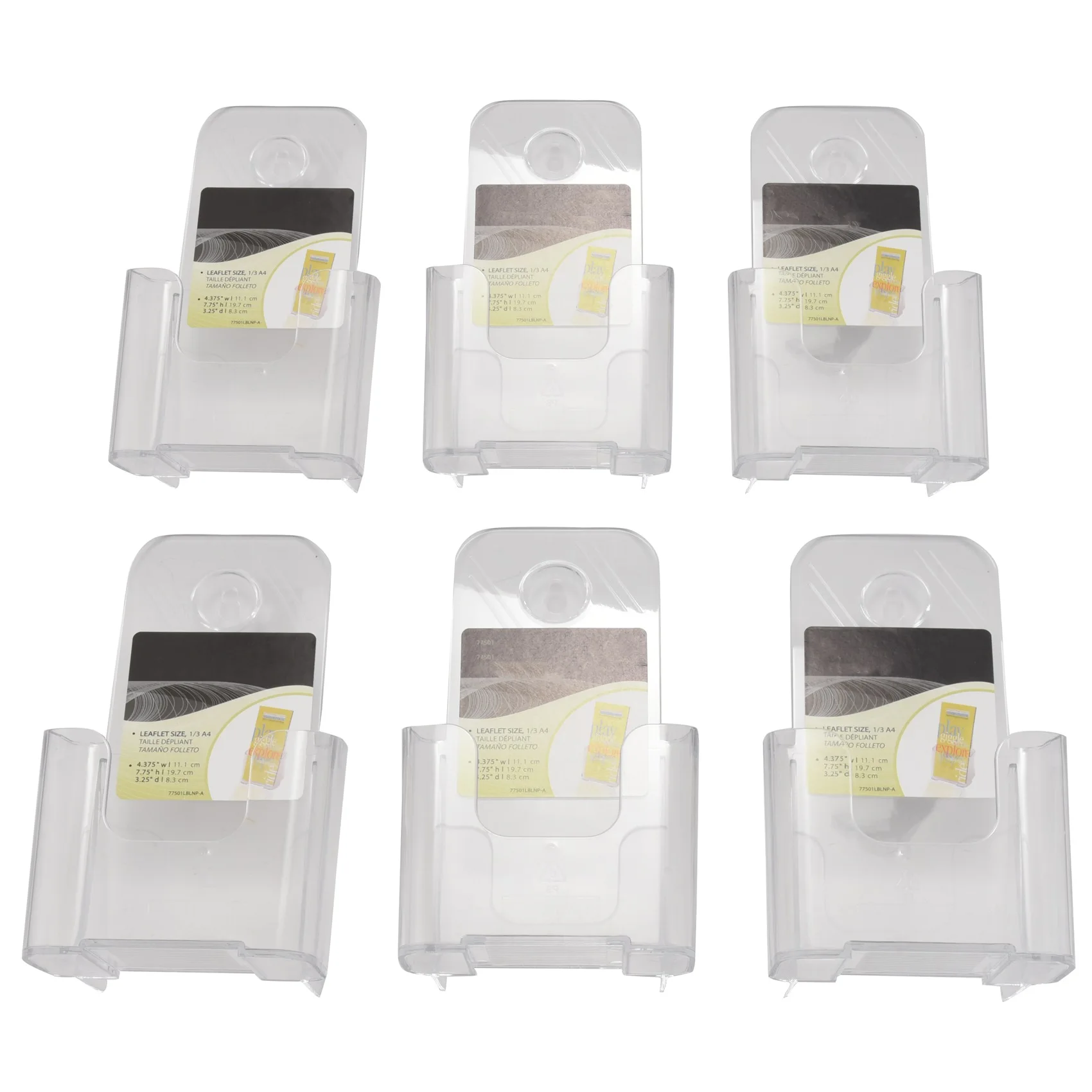 

6 Pack Premium Trifold 4 Inches Wide Brochure Holder, Plastic Brochure Holder Wall Mount Clear Countertop Organizer Literatur