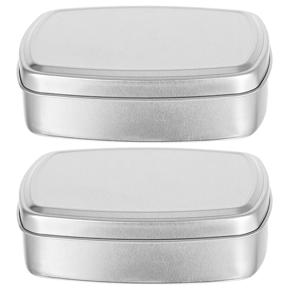 

2 Pcs Aluminum Soap Dish Case Travel Container Lid Cover Bar Metal Tin Mini Soaps