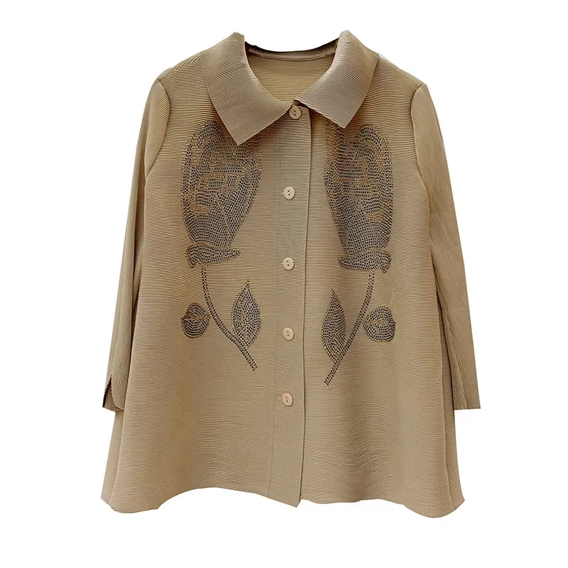 Плиссированная блузка со складками Новинка осени 2024 популярная модная куртка с