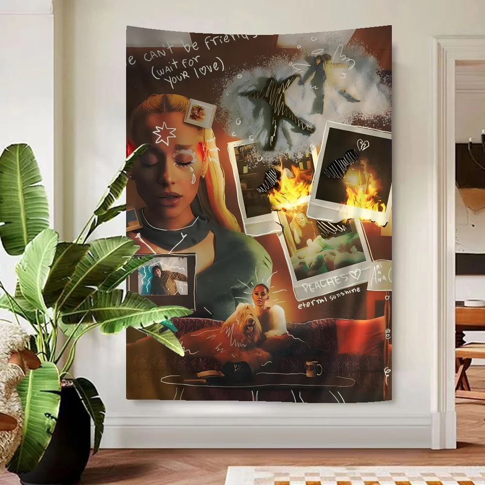 A-ArianaS G-GrandeS певица ретро принт аниме гобелен хиппи цветок настенные ковры Декор в