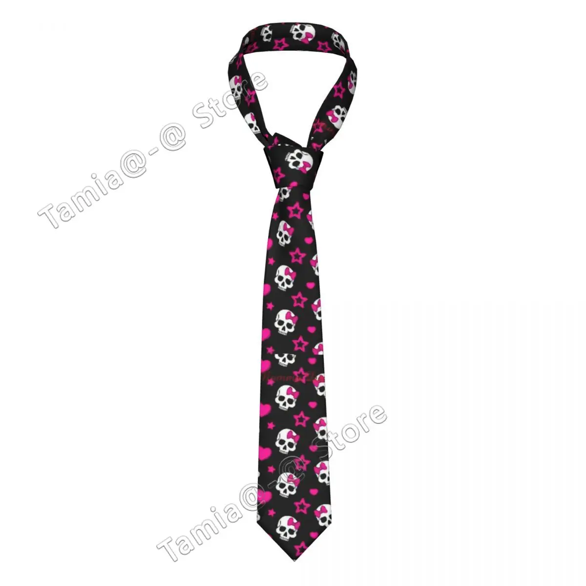 

Gothic Pink Skull Necktie Unisex Polyester 8 cm Neck Ties for Men Casual Wide Daily Wear Cravat Party