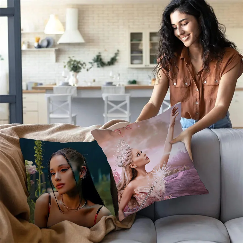 Ariana GrandeS Pillow Covers Cartoon Sofa Decorative Home Double-sided Printing Short Plush Cute Cushion Cover