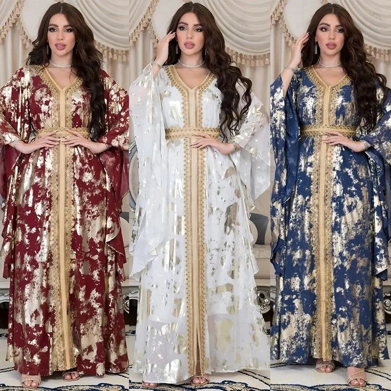 

Eid Muslim Party Abaya Women Dress Bat Sleeve Prayer Morocco Caftan Elegant Maxi Abayas Gowns Dubai Arabic Robe Outwear 2023