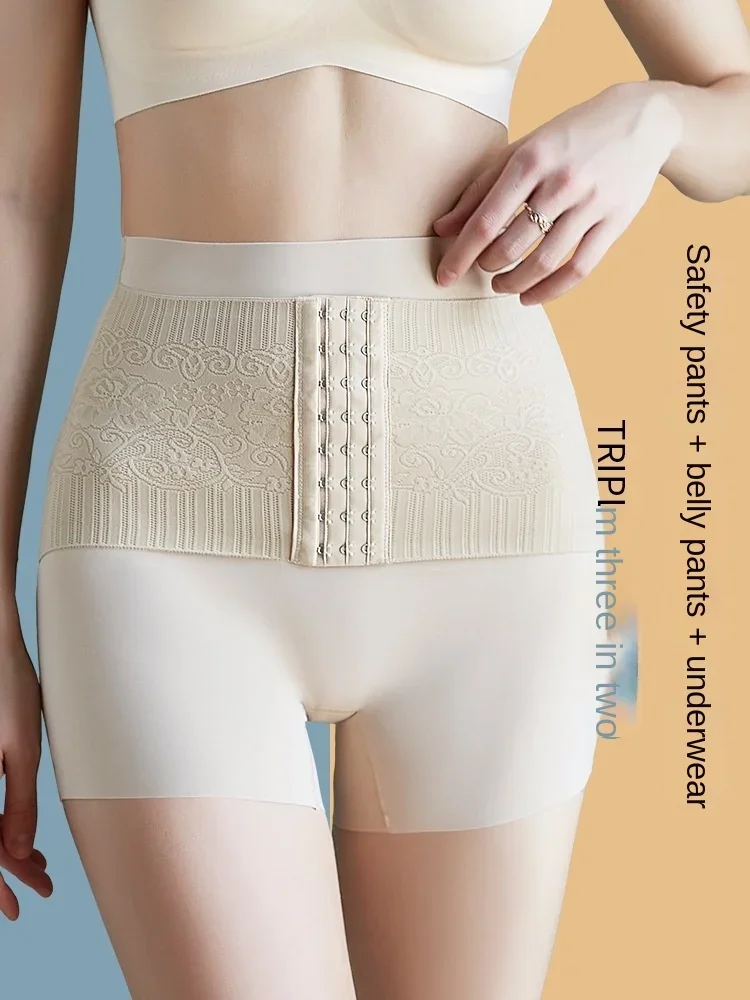 

Body Shapers Women Three-in-one Belt Pants Ribbed Belly Pants Barbie Pants Slimming Shaping Waistline Safety Pants for Women