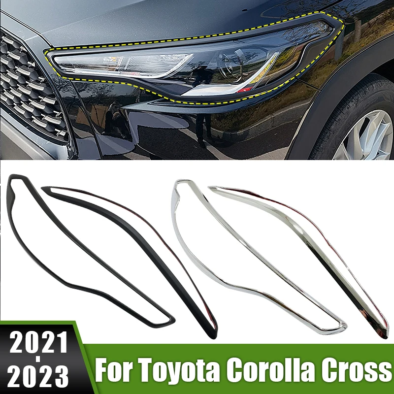 

For Toyota Corolla Cross XG10 2021 2022 2023 Hybrid ABS Car Front Headlight Lamp Cover Head Light Shell Trim Molding Stickers