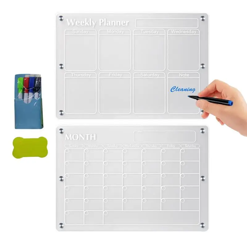 

Transparent Magnetic Calendar for Fridge Dry Erase Board Refrigerator WhiteBoard Small Board Planner