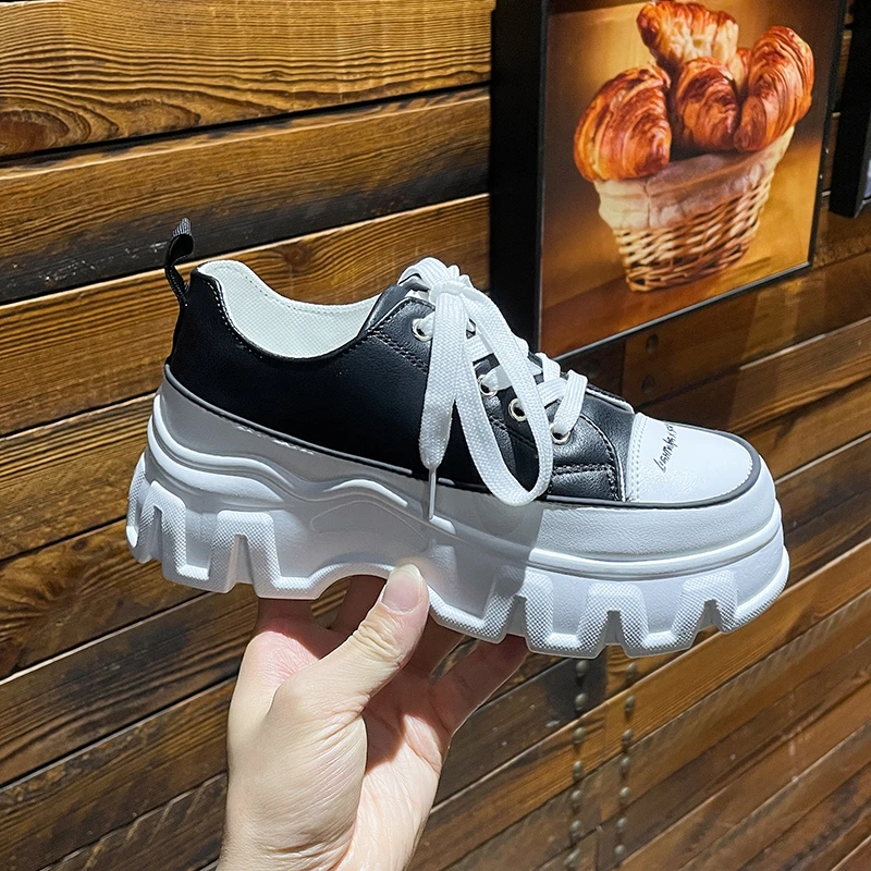 

Женские массивные кроссовки, Вулканизированная подошва, на шнуровке, кожаные, повседневная спортивная обувь, брендовые дизайнерские