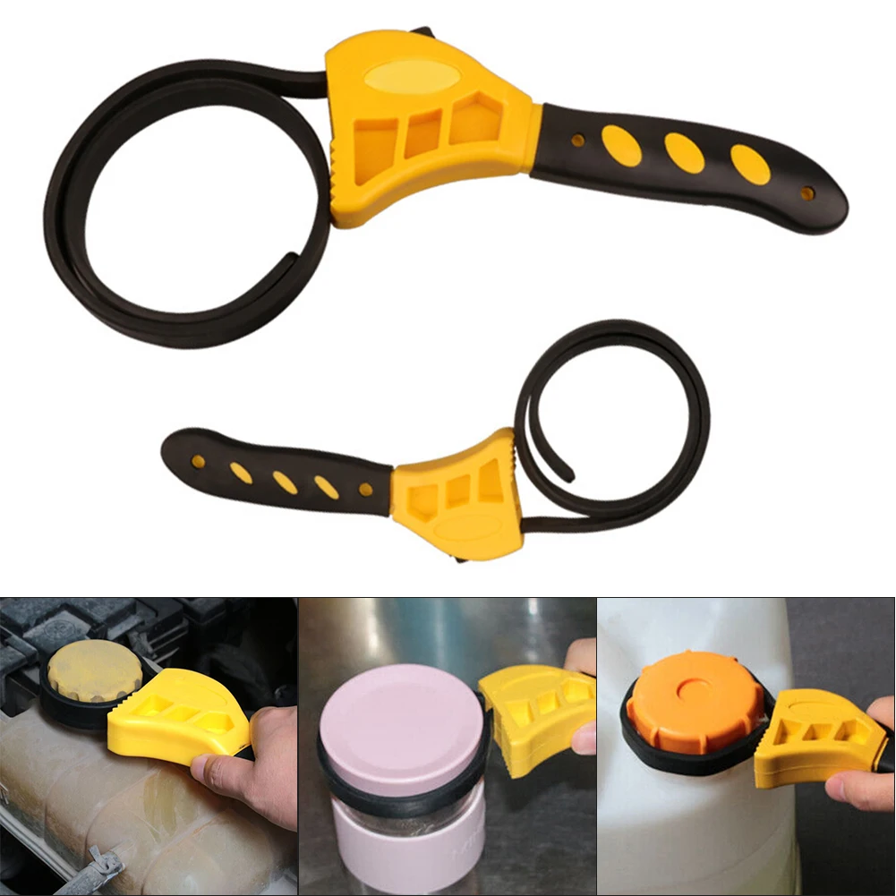 2psc Rubber Strap Wrench Belt Wrench Oil Filter Spanner Set Rubber Band Wrench Can Opener Adjustable Water Pipe