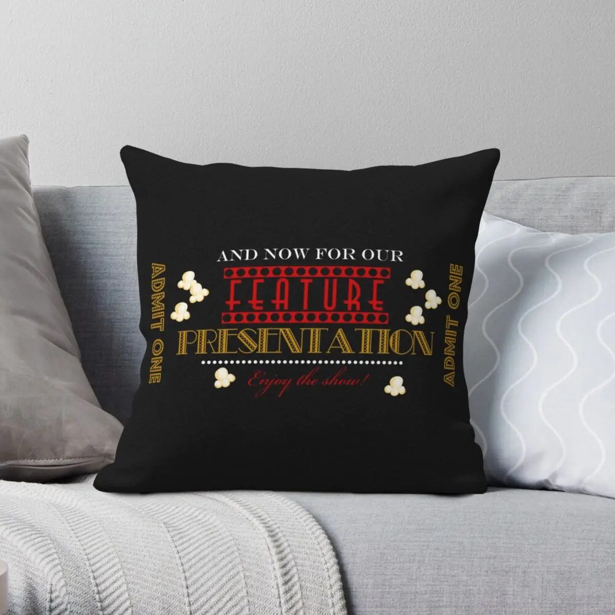 

Movie Theater Feature Pillowcase Polyester Linen Velvet Creative Zip Decor Pillow Case Home Cushion Cover
