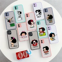 mafalda phone case for iphone x xr xs 7 8 plus 11 12 13 pro max 13mini translucent matte case