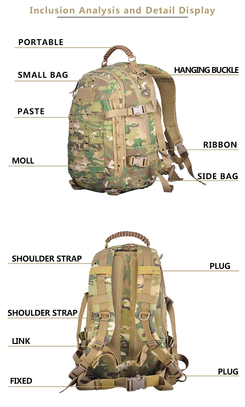 50L Large Capacity Men Army Military Tactical Backpack 3P Softback Outdoor Hiking Camping Rucksack Hunting camping travel bag