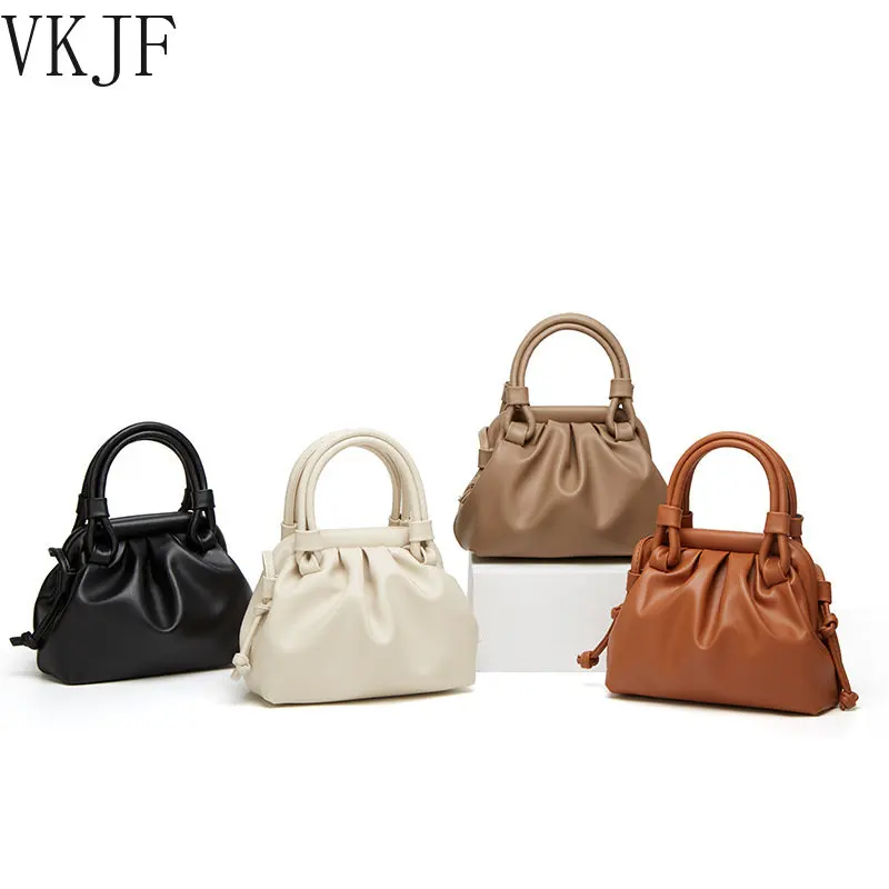 

Fashion Small Women Handbag and Purse 2023 Pleated Design Shoulder Crossbody Bag Female Black Beige Cloud Bag