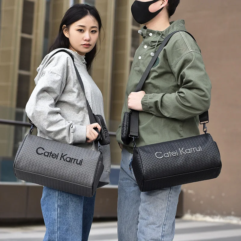 Fashion Men's Crossbody Bags Multifunctional Travel Bag Knitting PU Leather Shoulder Bag Luxury Designer Shoulder Messenger Bags