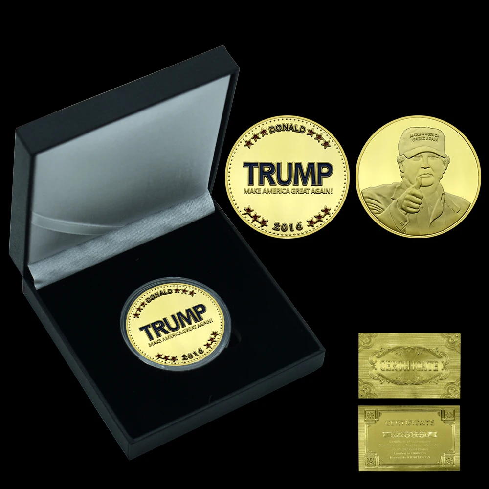 

2024 We Trust Trump Flag Avatar Coin Fire Fighters Gold and Silver Coins Challenge Coins Collection with Gift Box or Booth