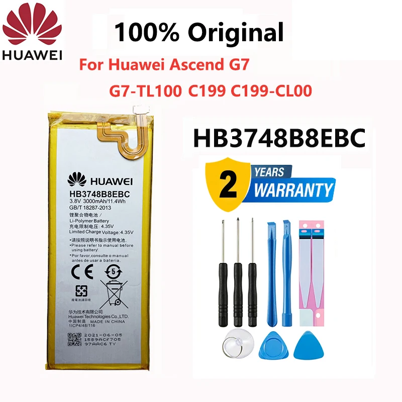 

100% Original Battery For Huawei C199 Ascend G7 G7-TL100 Battery HB3748B8EBC 3000mAh For Huawei C199 C199-CL00 Mobile Phone