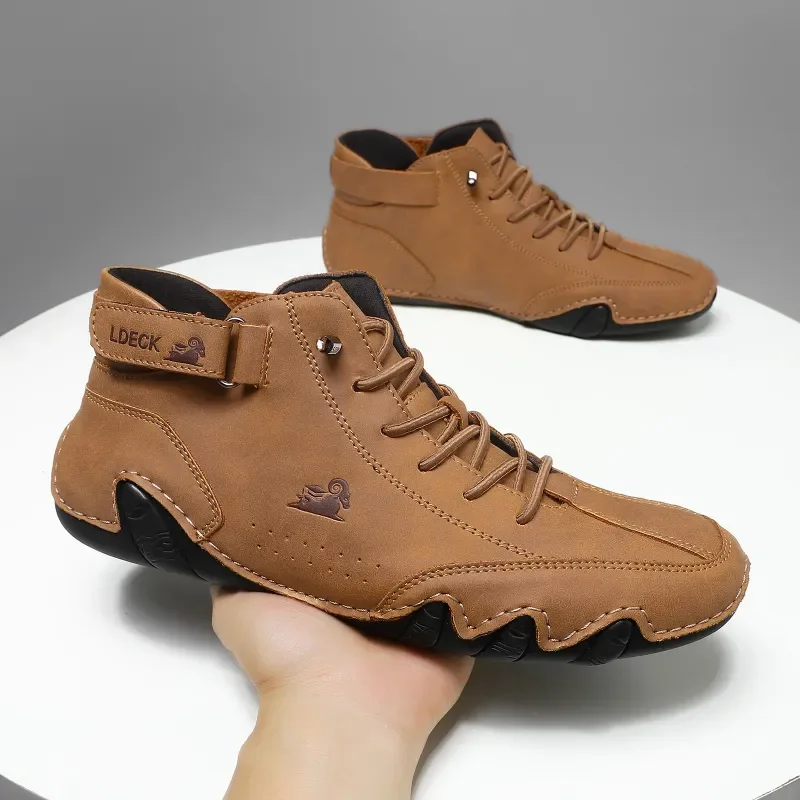 

Leather Casual Sneakers for Men 2023 New In Waterproof High Top Men Boors Luxury Dress Loafers Shoes Footwea Tennis Zapatillas