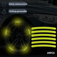 20pcs wheel hub reflective stickers anti scratch auto body decorative rim tape strips warning passing for car motorcycle bicycle