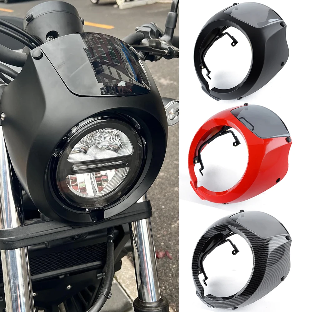 Фото Защитный кожух фары для мотоциклов Honda Rebel CMX300 CMX500 2017-2023, ветрозащитный обтекатель фары, маска-накладка №2