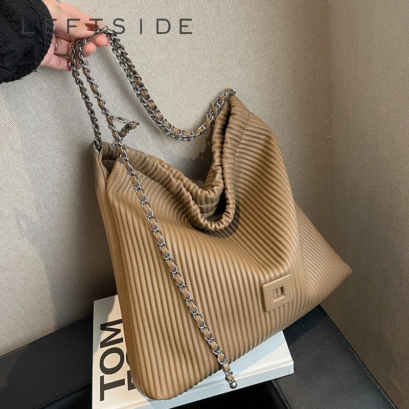 

Женские складные сумки через плечо, новинка зимы 2023, винтажные вместительные кожаные сумки на цепочке, дорожные сумки