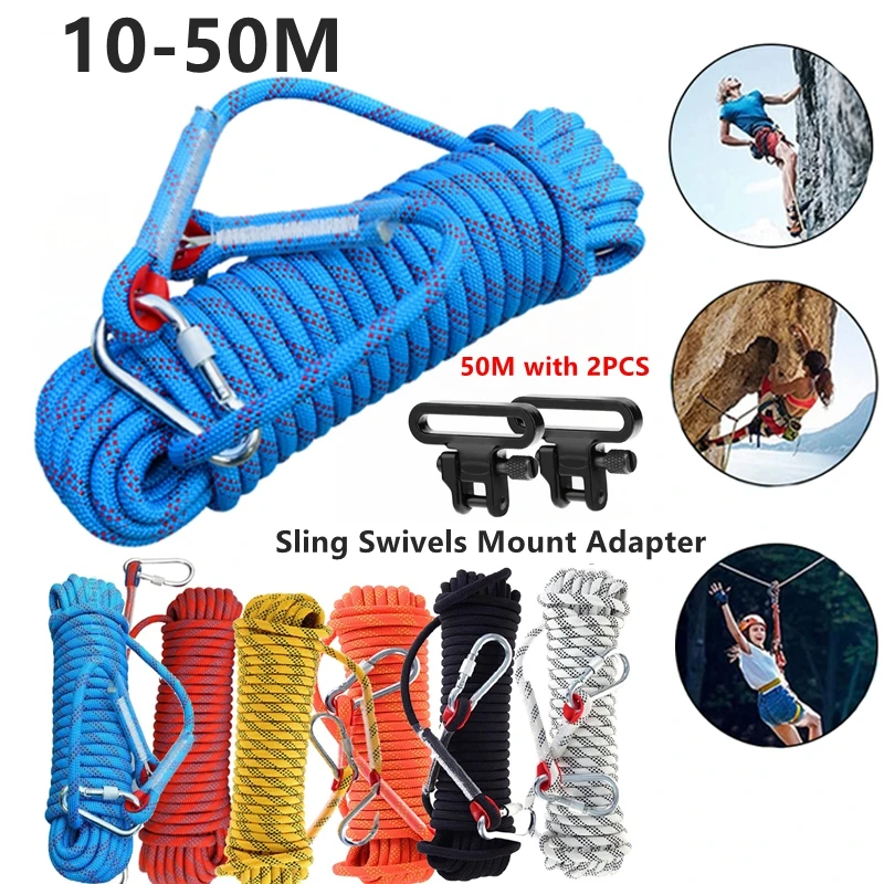 

50-10M 10mm Climbing Rope Outdoor Emergency Rope Camping Accessories Static Ropes Wear-Resistant High Strength Cord Safety Ropes