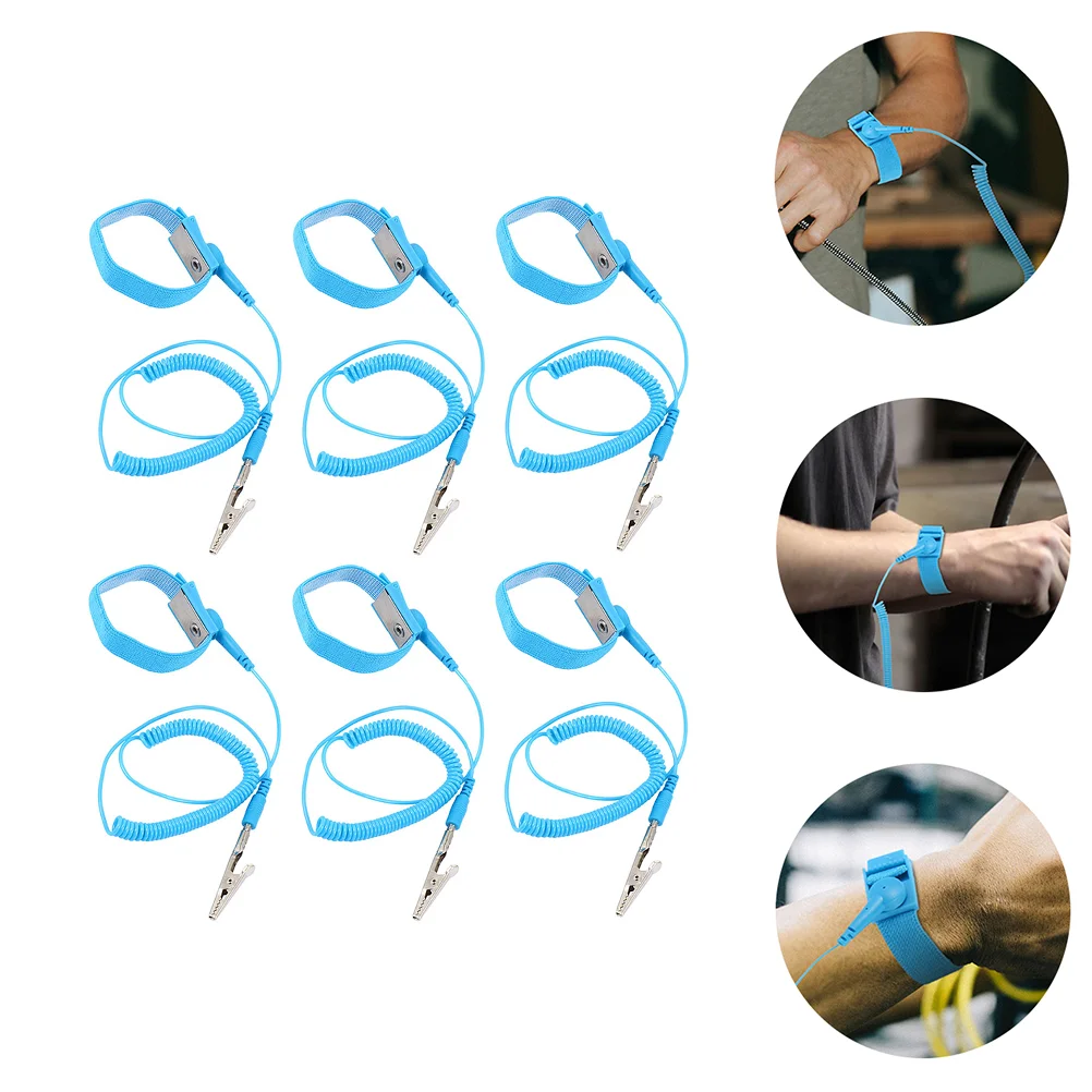 

6 Pcs Anti-static Wrist Strap Band Adjustable Ground Reusable ESD Straps Electricity Grounding Nylon Silk