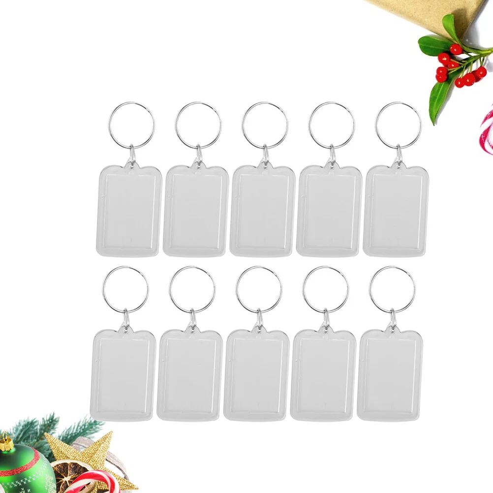 

20PCS Transparent Blank Picture Frame Keychain Insert Photo Split Key Ring