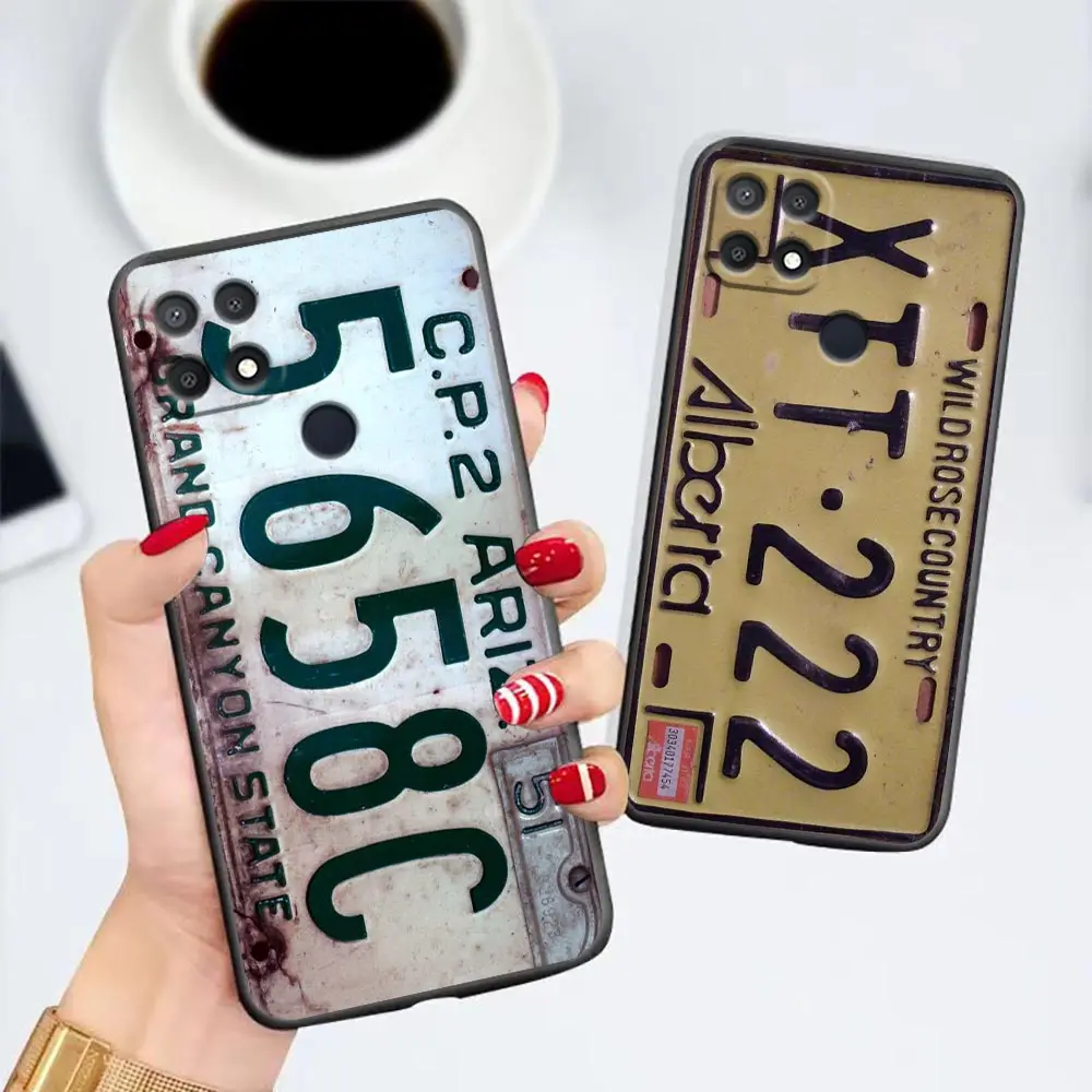 

Case For OPPO A94 A93 A92 A92S A91 A83 A79 A78 A77 A76 A74 A73 A71 4G 2020 2022 5G Case Capa Nostalgic Classic License Plate